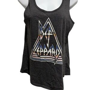 DEF LEPPARD Women’s Gray Tank Top Logo Band Tee Size Medium